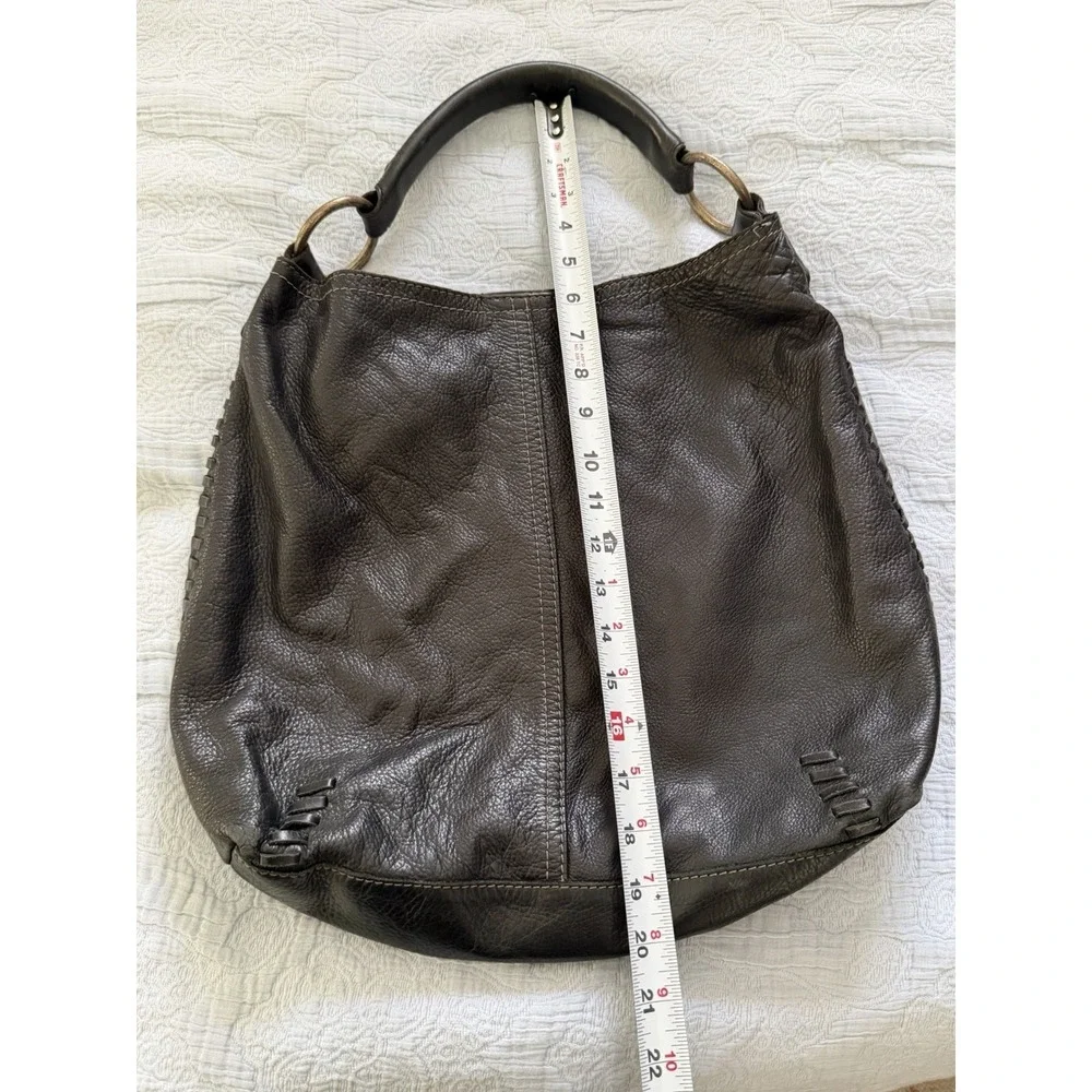 Lucky Brand Y2K Vintage Slouchy Whipstitch Hobo Shoulder Bag Black Leather Boho